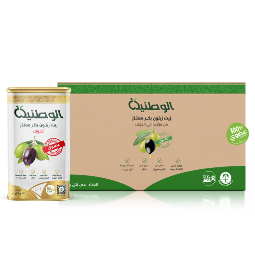 كرتون زيت زيتون الوطنية عضوي بكر ممتاز 1 لتر - 16 حبة