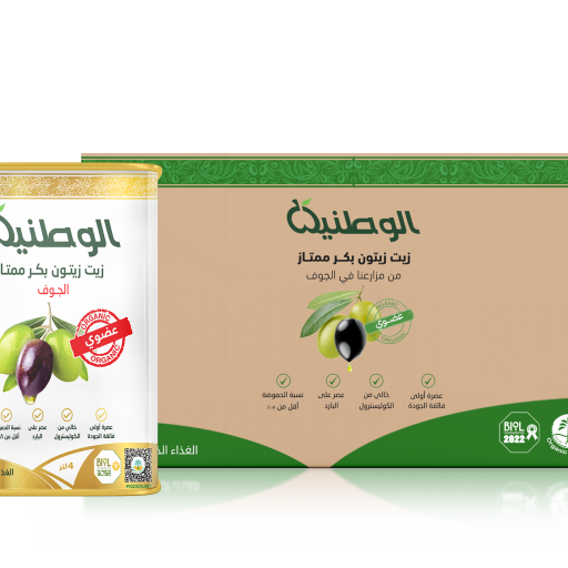 كرتون زيت زيتون الوطنية عضوي بكر ممتاز 4 لتر - 4 حبات 